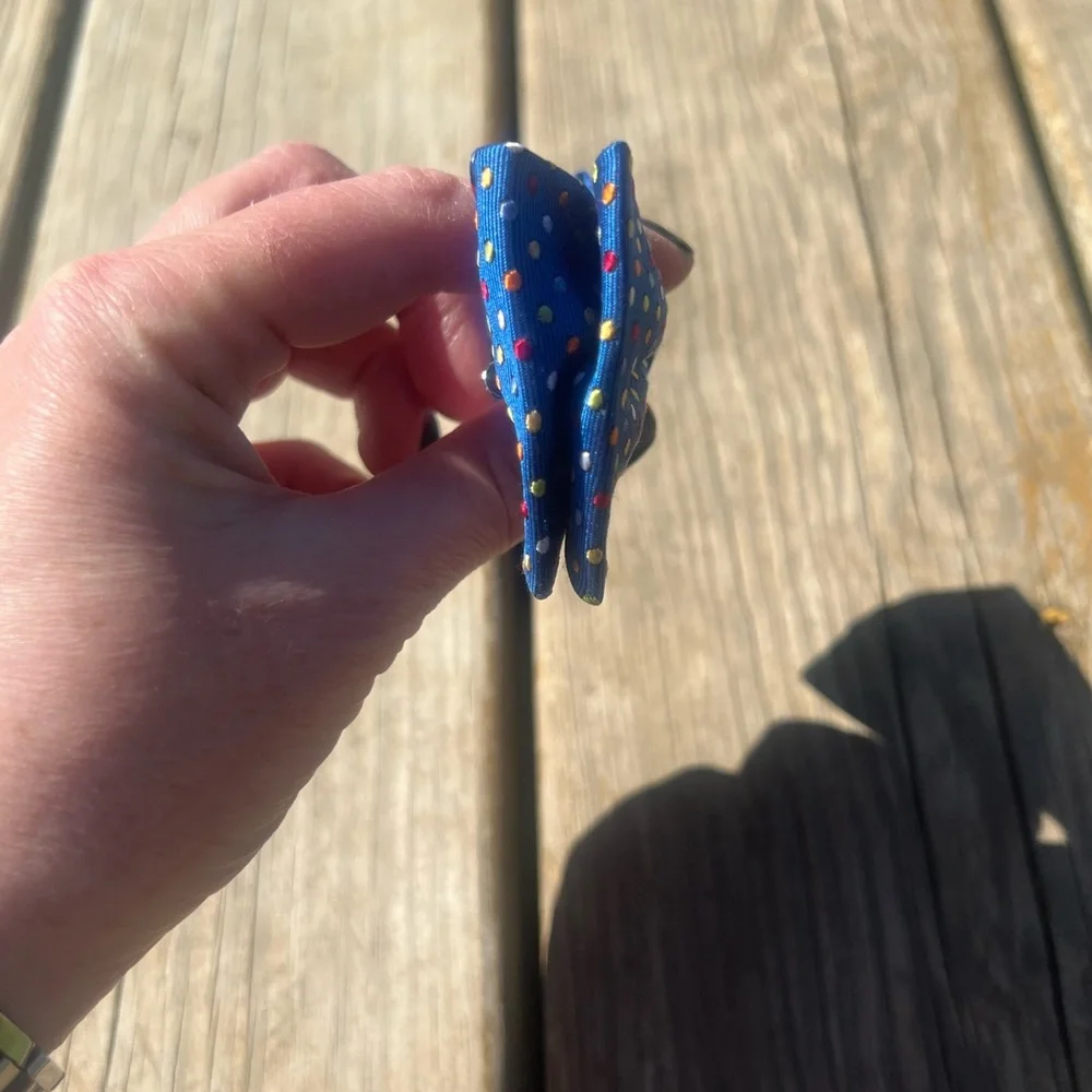 EUC Talbots Boys Blue Polka Dot Clip Bow Tie